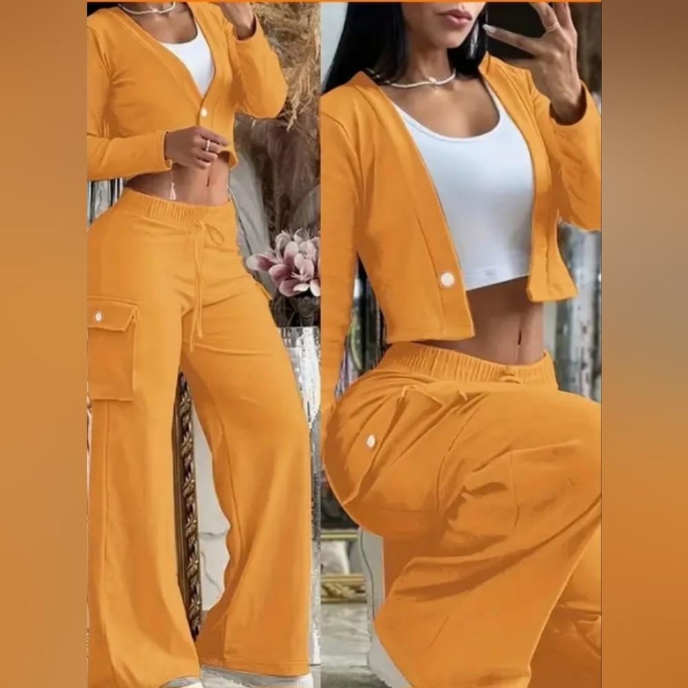 Women's Orange Two-Piece pants Set